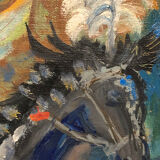 Painting Oil on Canvas Fauvism Circus Horse Dancer Circa 1960