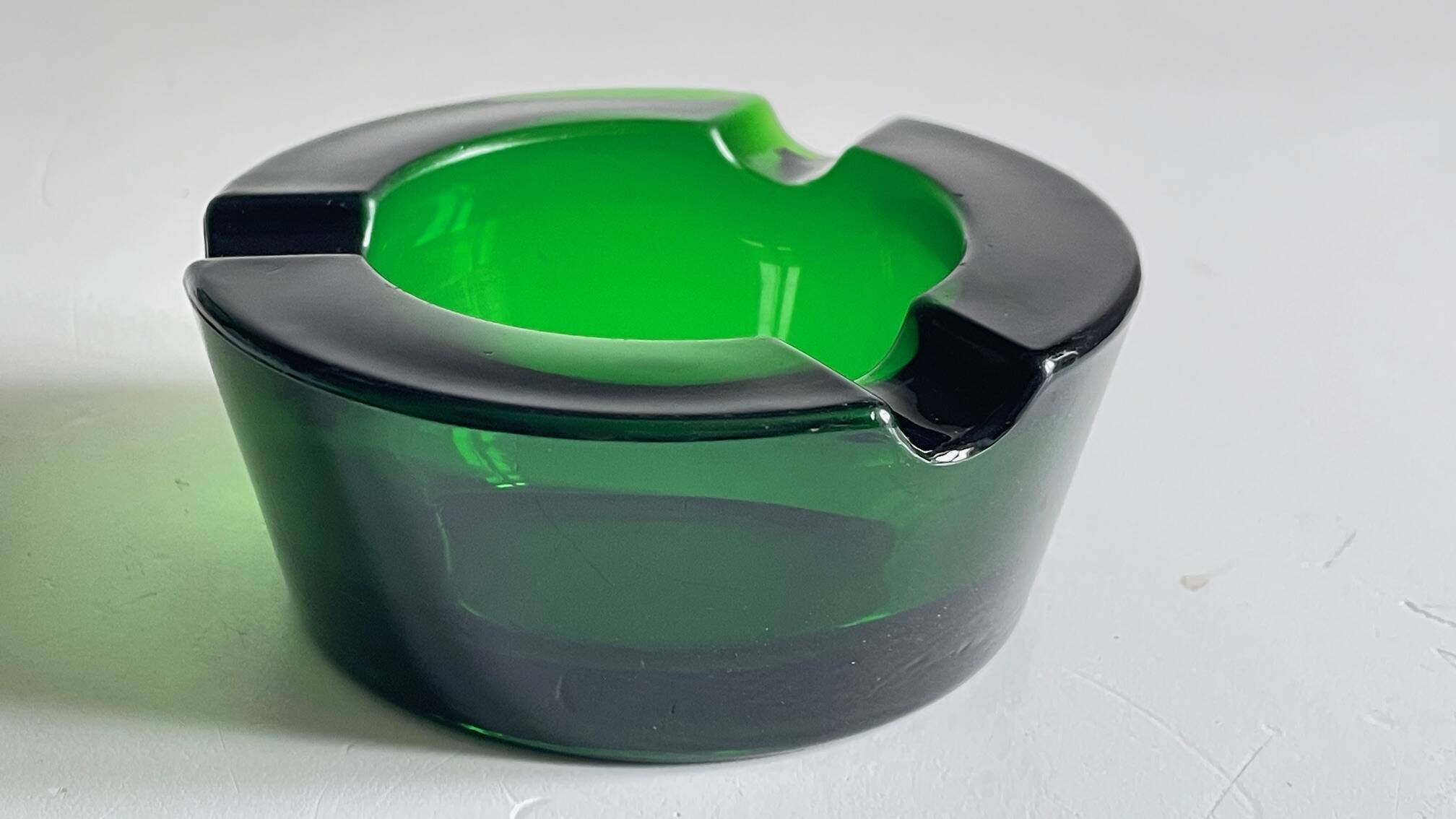 ASH TRAY Green Glass Vintage