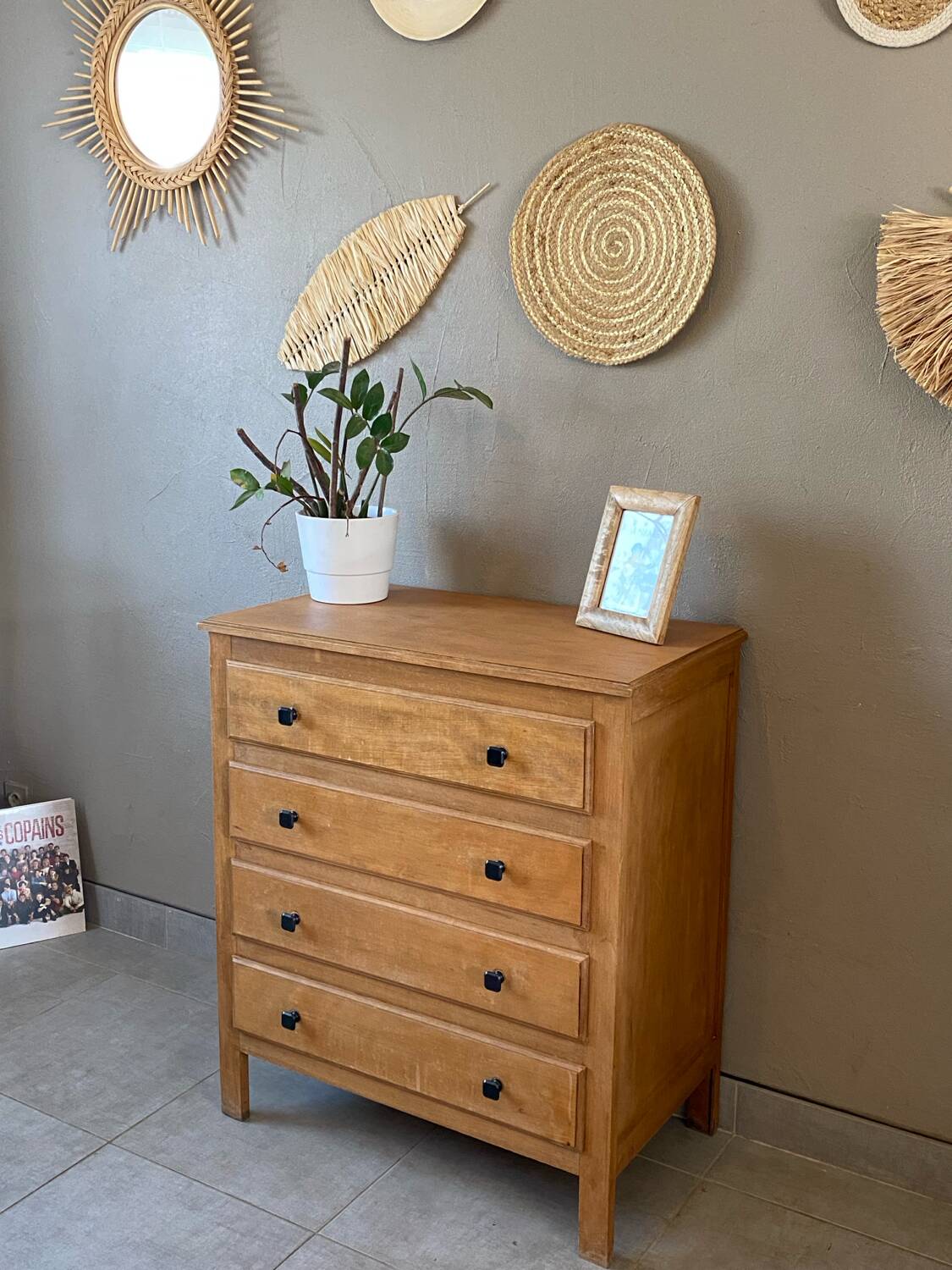 Vintage light oak chest of drawers