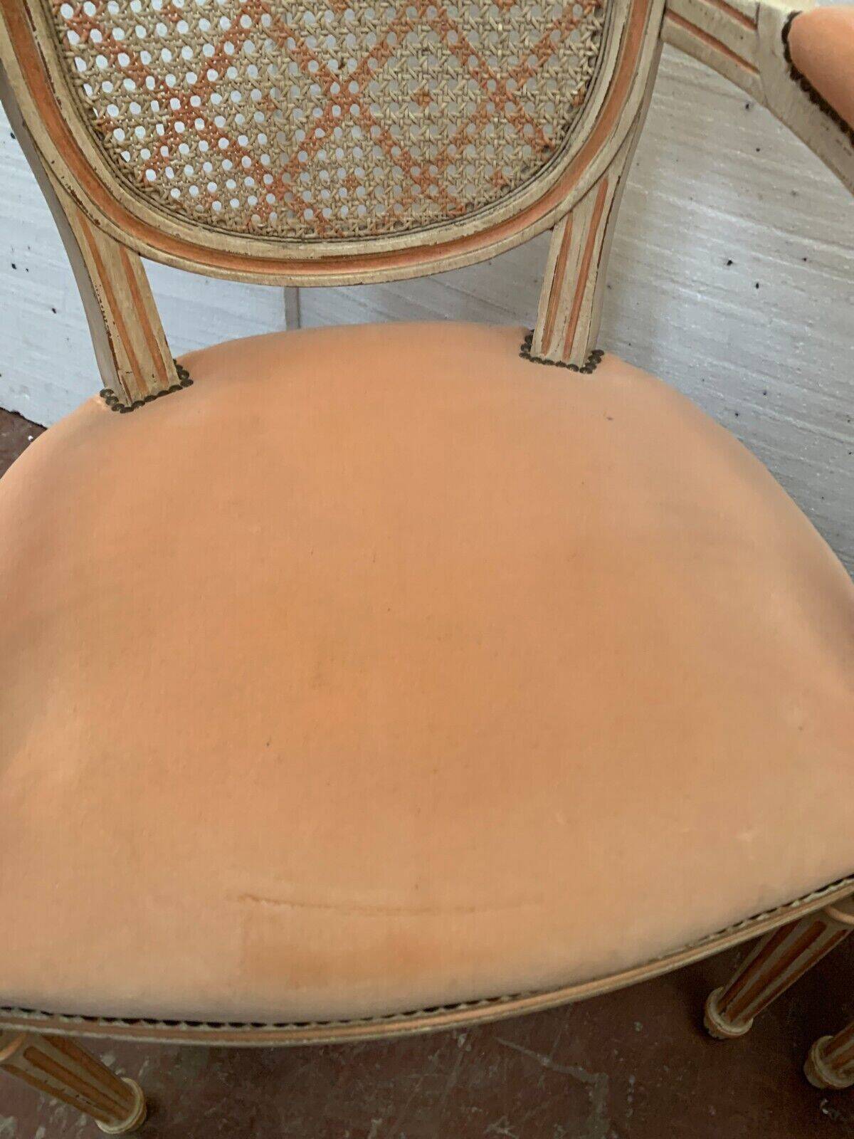 Pair of Louis XVI style armchairs in 20th century patinated beech