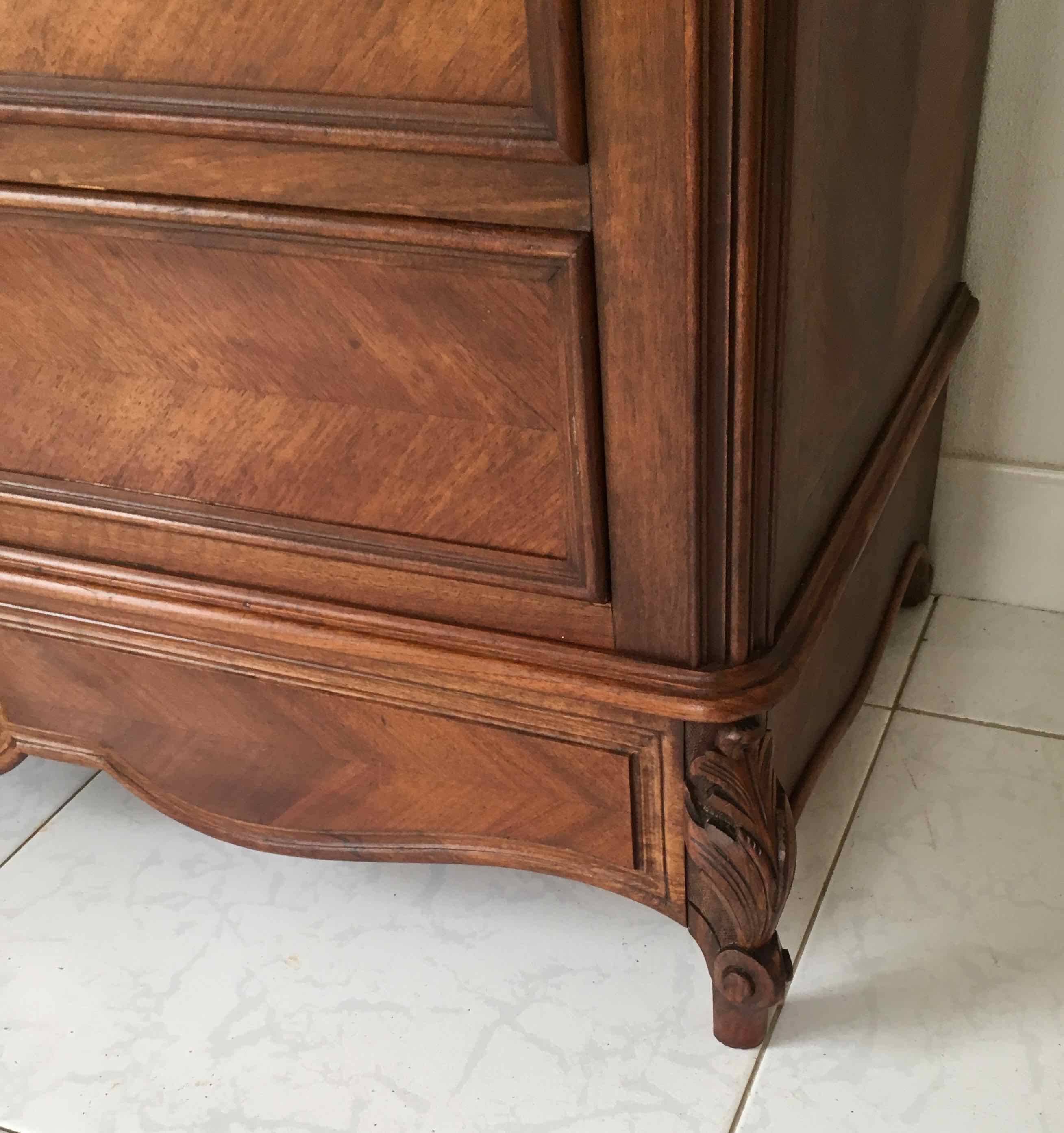 1940 chest of drawers inlaid wood and marble