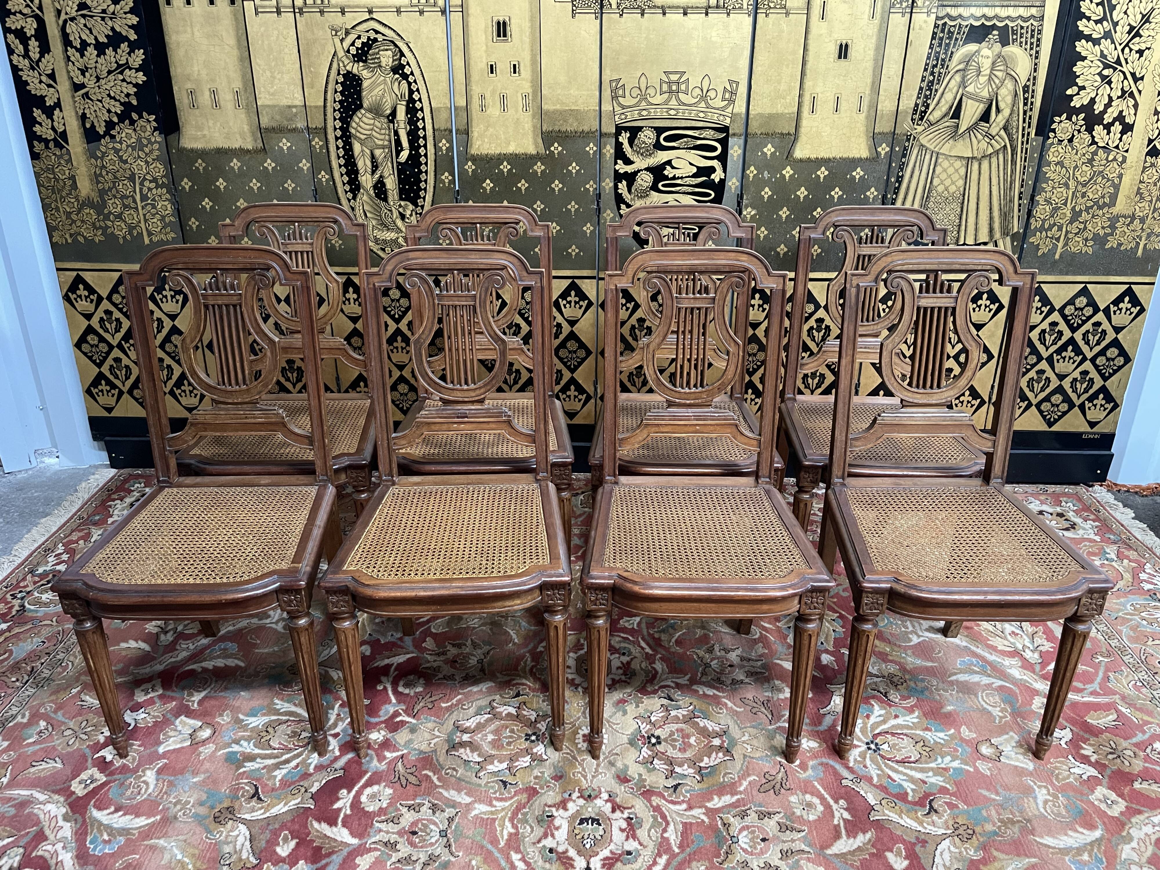 Set of 8 Louis XVI style chairs in canning