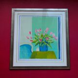 Bouquet of tulips, lithograph signed Roger Mühl, imp. Mourlot, c. 1980-1990
