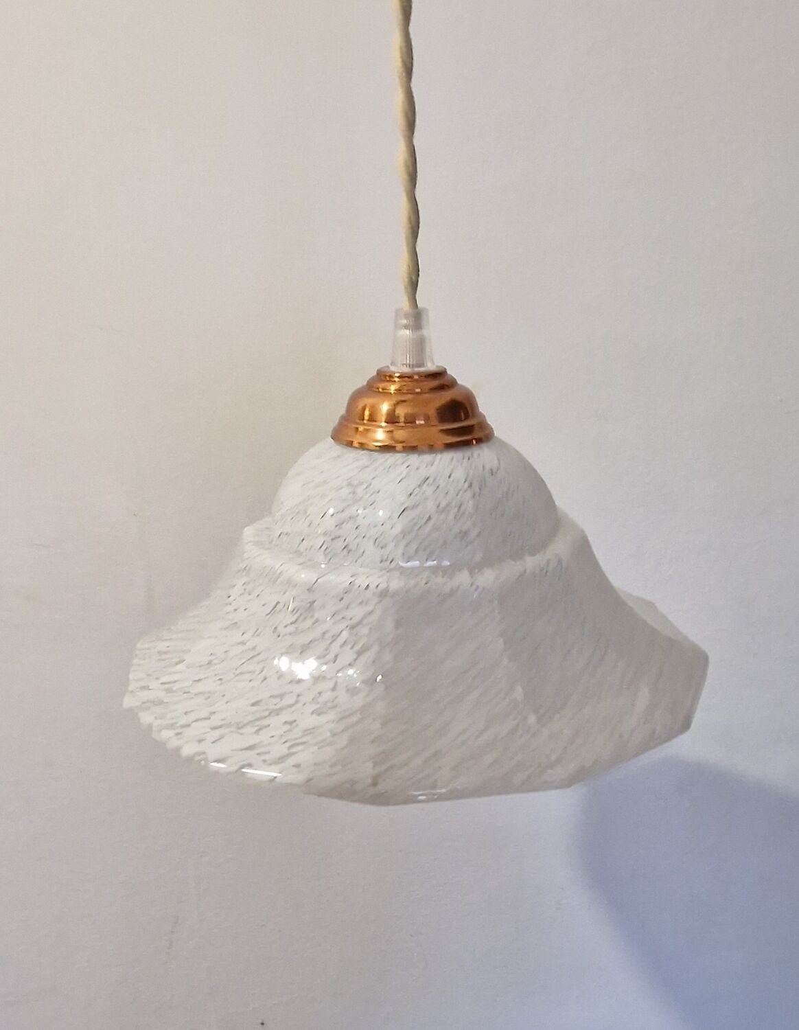 Duo of glass pendant lamps Art Deco