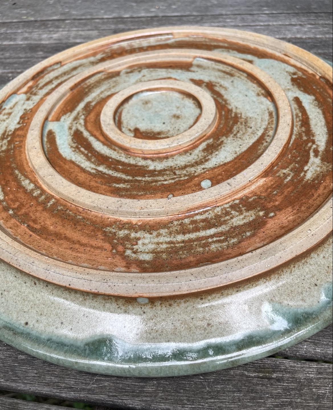 Large stoneware pie dish from Blanot pottery.