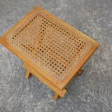 Wooden stool and folding caning