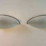 Pair of vintage wall lights, brass and sandblasted glass, Italy 1970