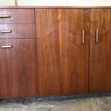 Vintage enfilade 1960-1980's blond walnut veneer handles brass