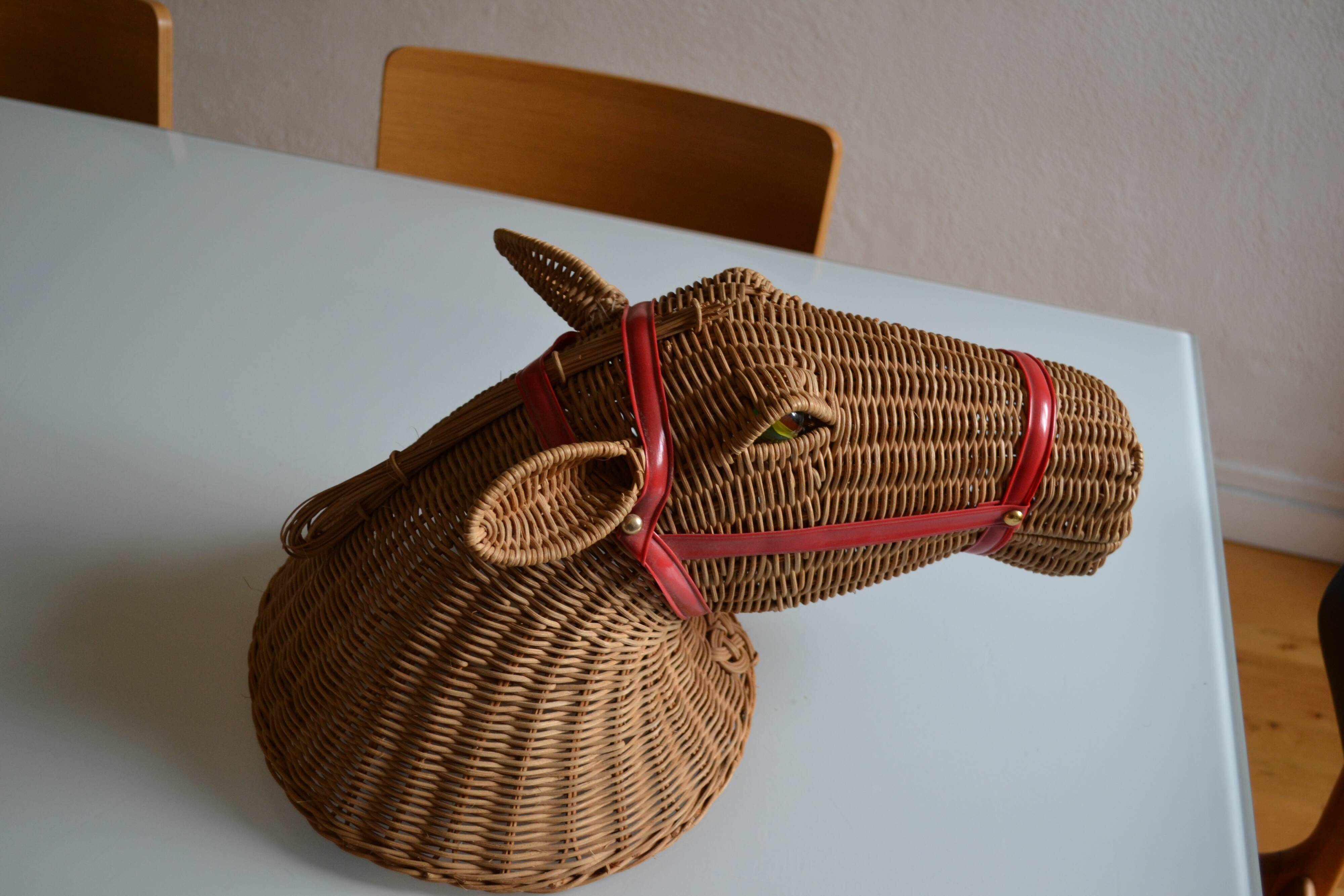 Rattan horse head 1960s 1970s