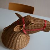 Rattan horse head 1960s 1970s