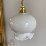 Walking lamp with vintage opaline globe