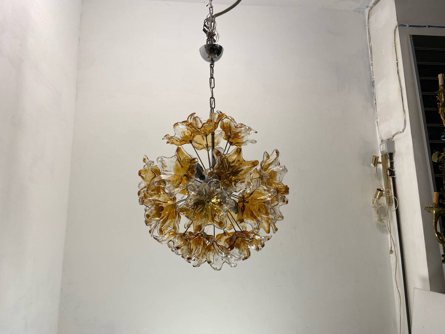 Lustre Spoutnik en verre de Murano