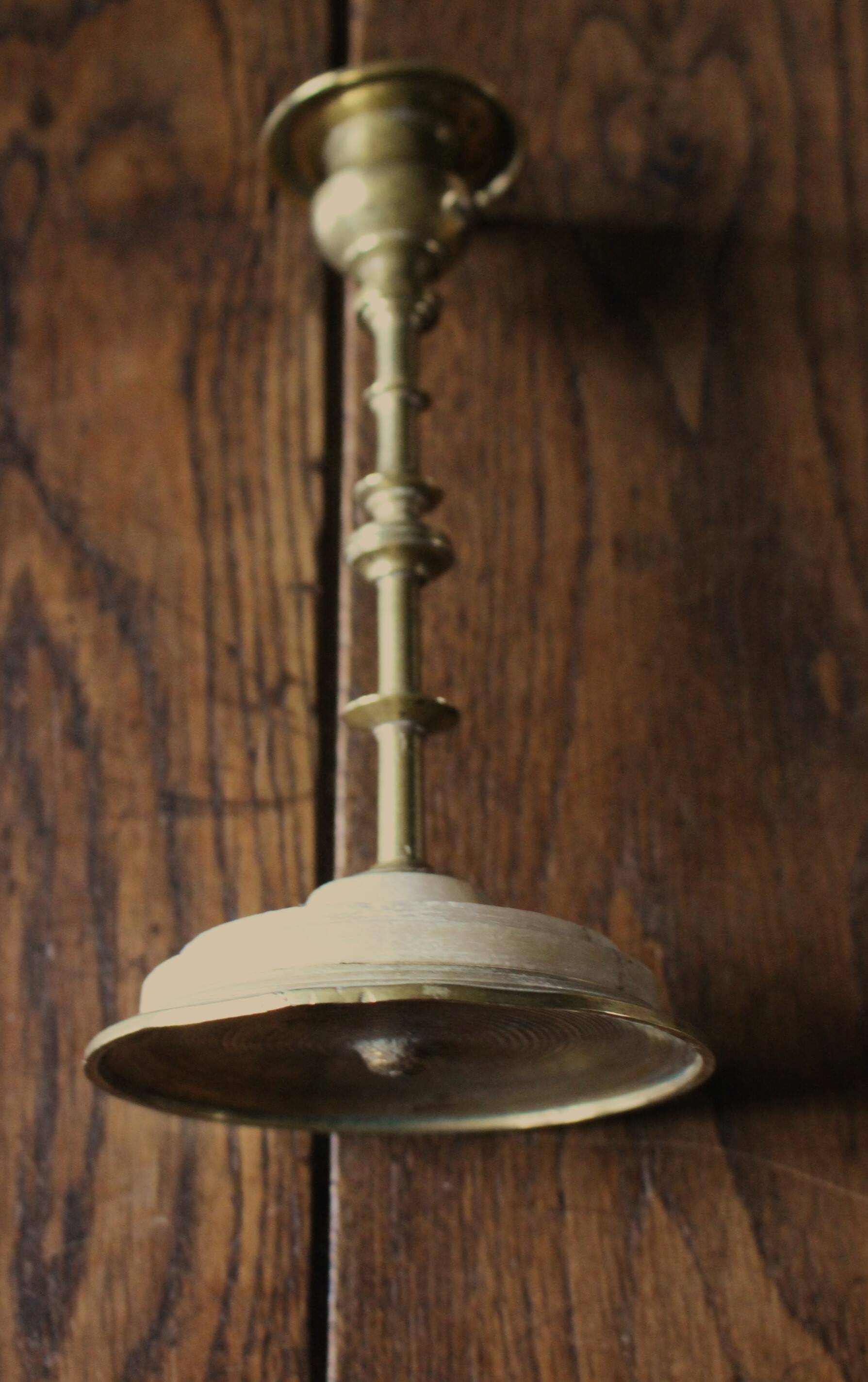 Fine brass candle holder alabaster base