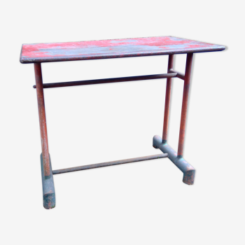 Outdoor rectangular bistro table metal industrial design years 40-50