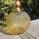 Globe pendant lamp glass Empoli vintage 70s
