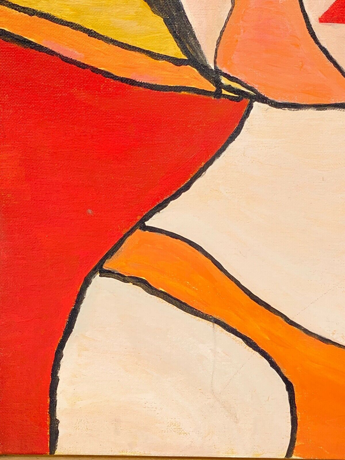 Oil on cardboard by denise fortin figurative composition ma geisha 1999