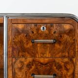 Bibliothèque Bauhaus, base en acier tubulaire, placage de noyer, années 1930