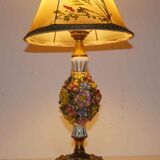 Lamp or night light bronze and ceramic glazed flowers
