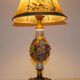 Lamp or night light bronze and ceramic glazed flowers