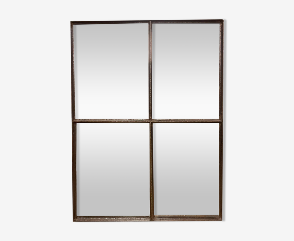 Miroir de fenêtre en fer industriel, années 1950