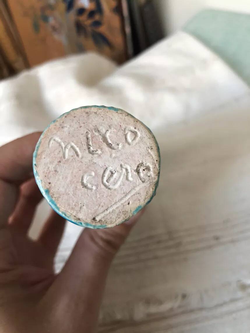 Two enameled tubular vases