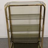 Hollywood Regency gilt metal and smoked glass shelf, Italy circa 1970