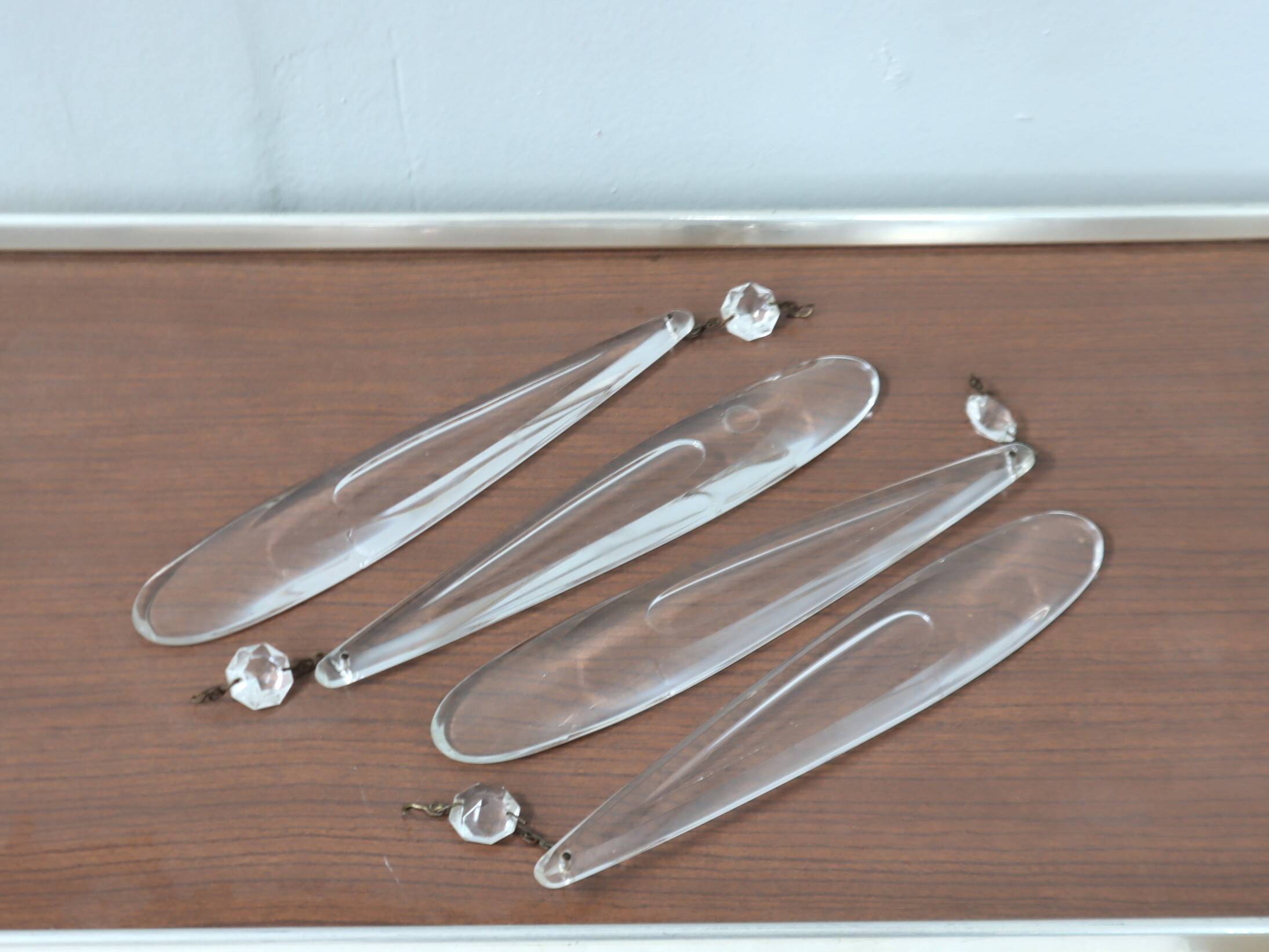 Lot de 4 appliques murales vintage en verre de Murano en forme de larme, années 1980