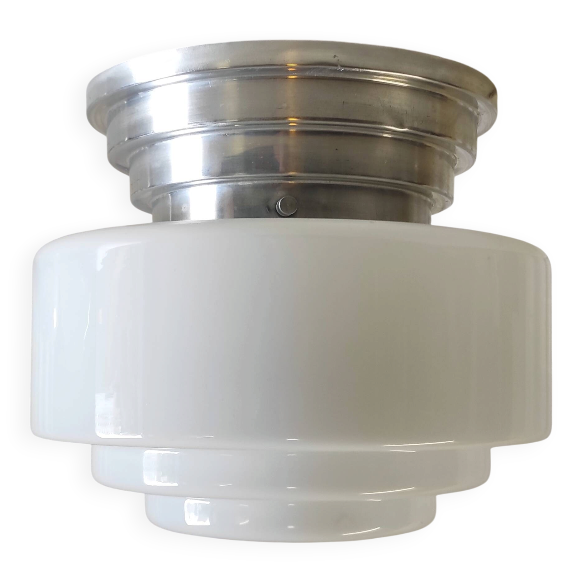 Mazda style Bauhaus opaline globe ceiling light - 1930s/40s