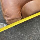 Vintage brown leather living room - 3 seater sofa and 2 matching armchairs