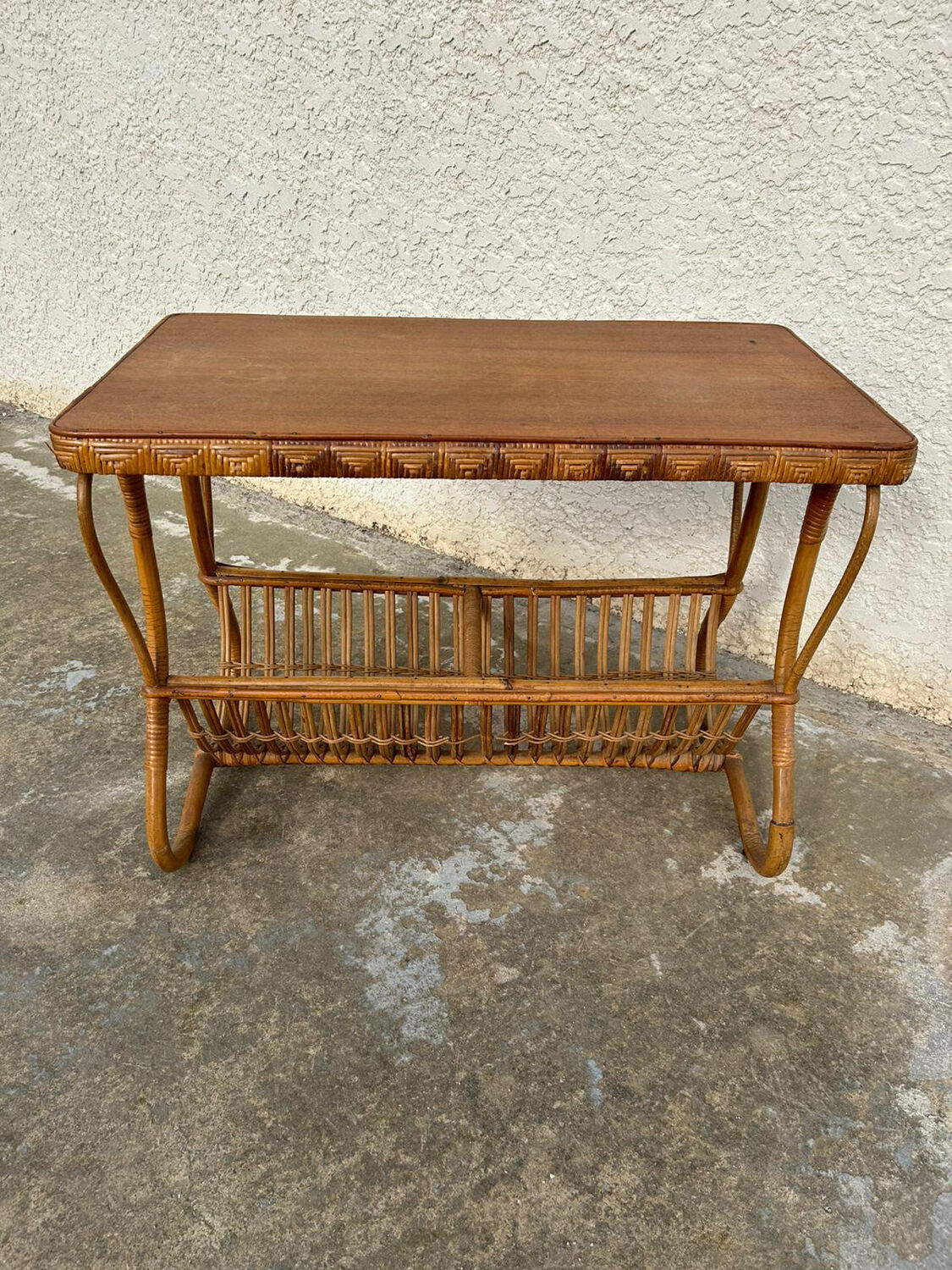 Vintage rattan magazine table
