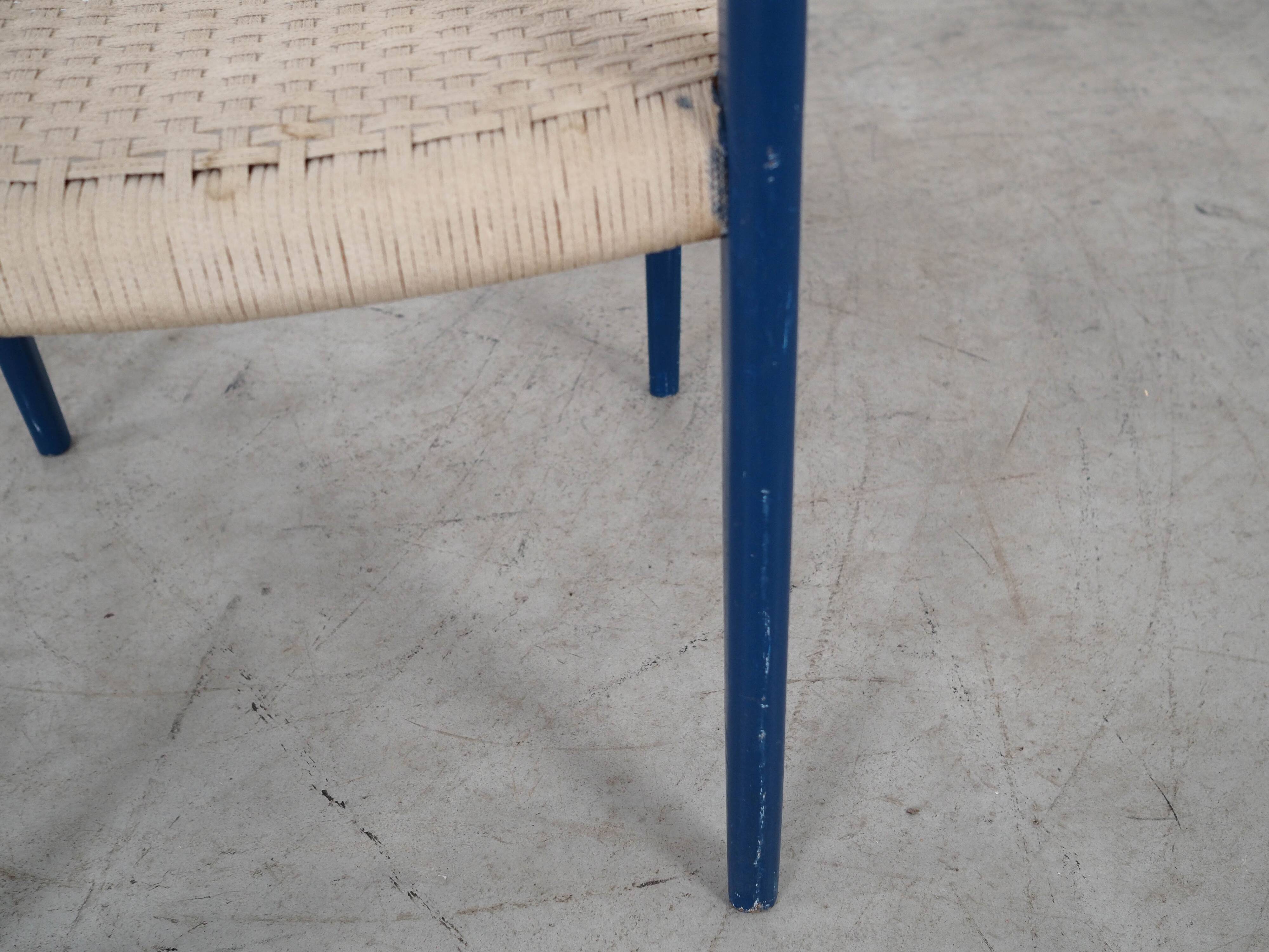 Chaise en teck bleue, design danois, années 1960, designer : Niels Otto Møller