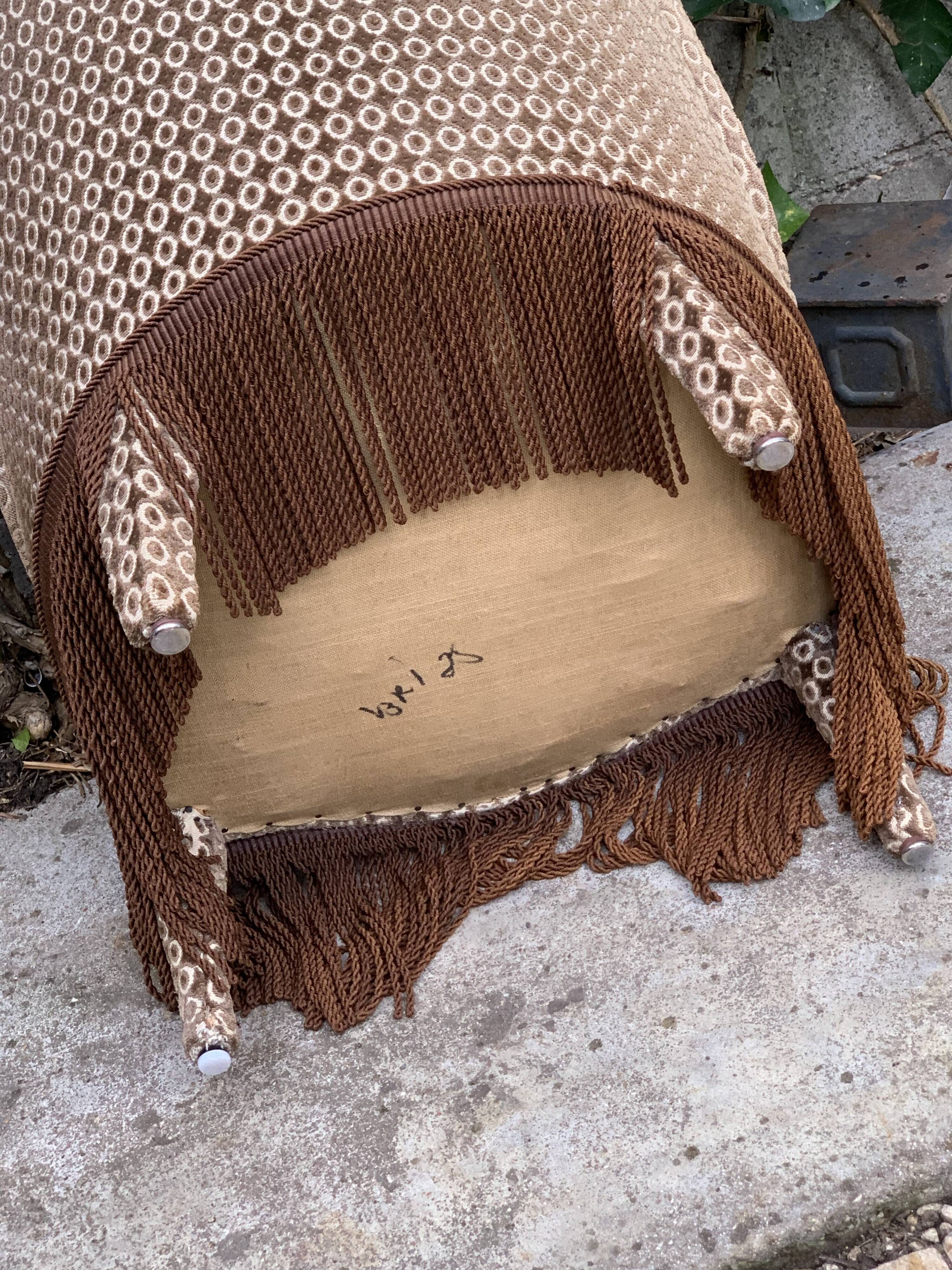 Vintage chocolate velvet toad armchair