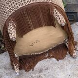 Fauteuil crapaud vintage en velours chocolat