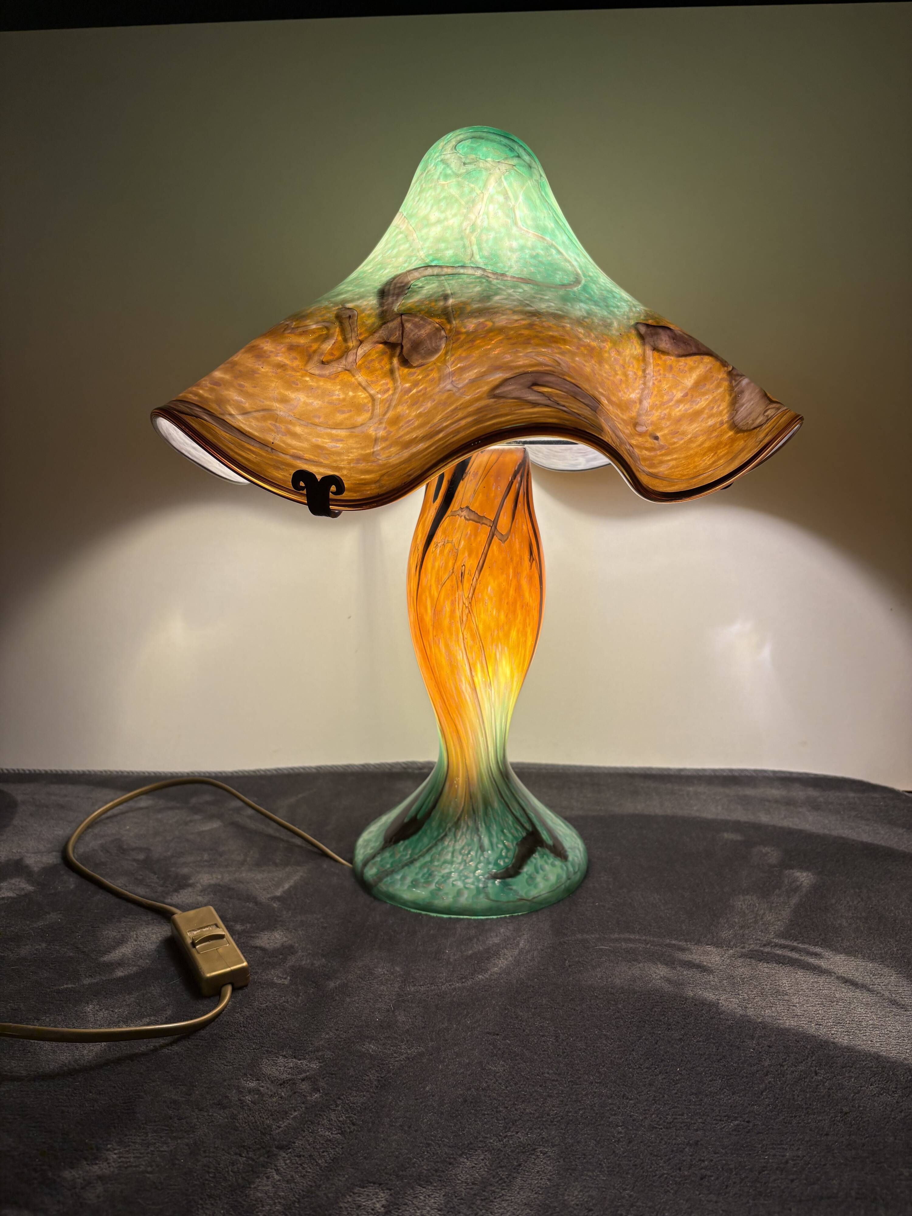Large lamp signed by Jean-Michel Operto – blown glass with gold leaf