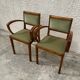 Pair of green velvet bridge armchairs