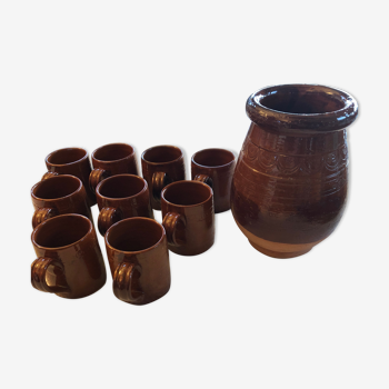 Service à mugs et vase en céramique de Vallauris