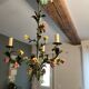 metal chandelier and porcelain flowers