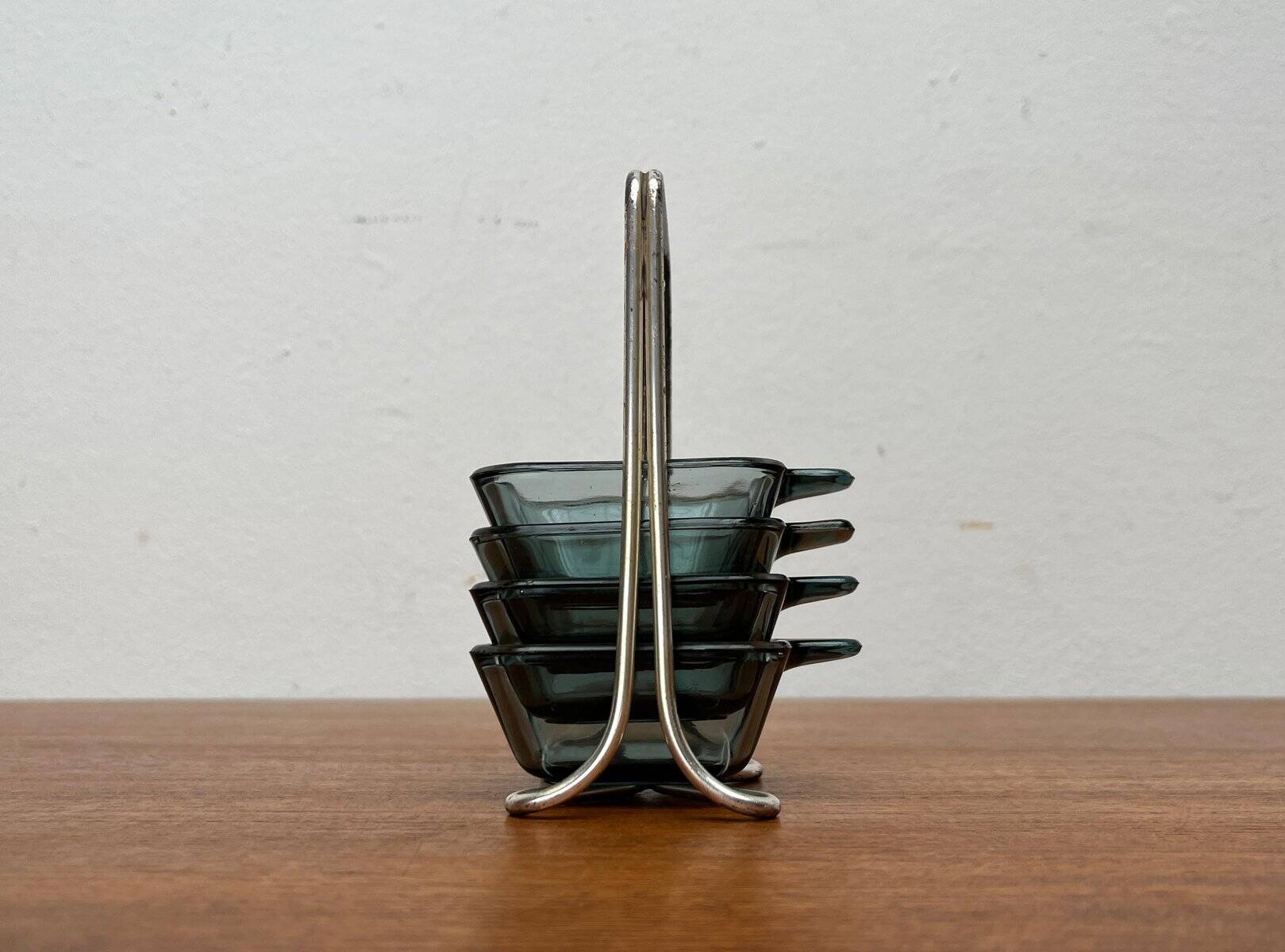 Stackable German ashtrays from the mid-century by Wilhelm Wagenfeld for WMF, 1960s, set of 5.