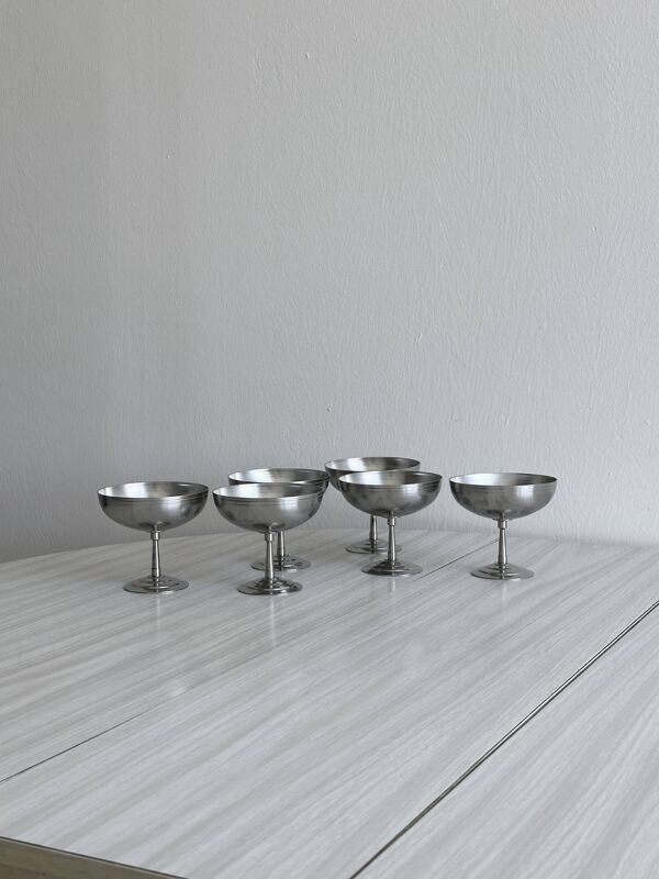 6 coupelles en inox mat