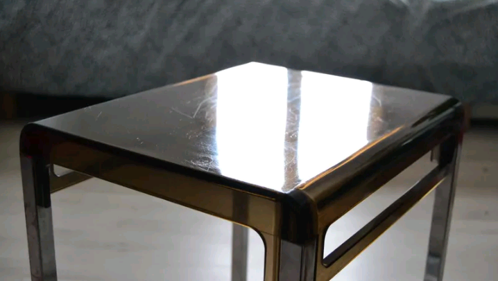 Side table smoked plexi vintage chrome
