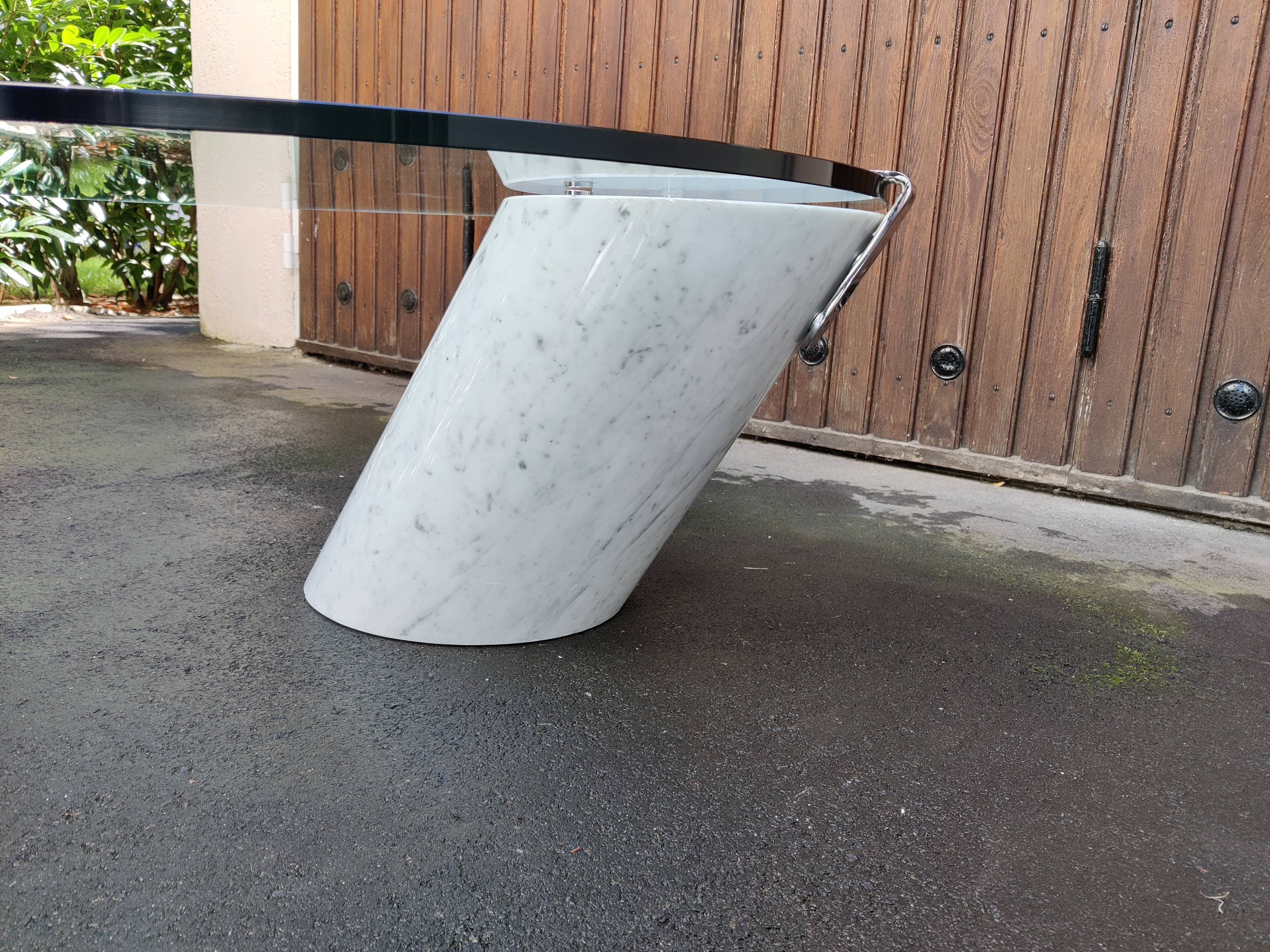 Table basse en marbre et verre K1000 par Ronald Schmitt, années 1970