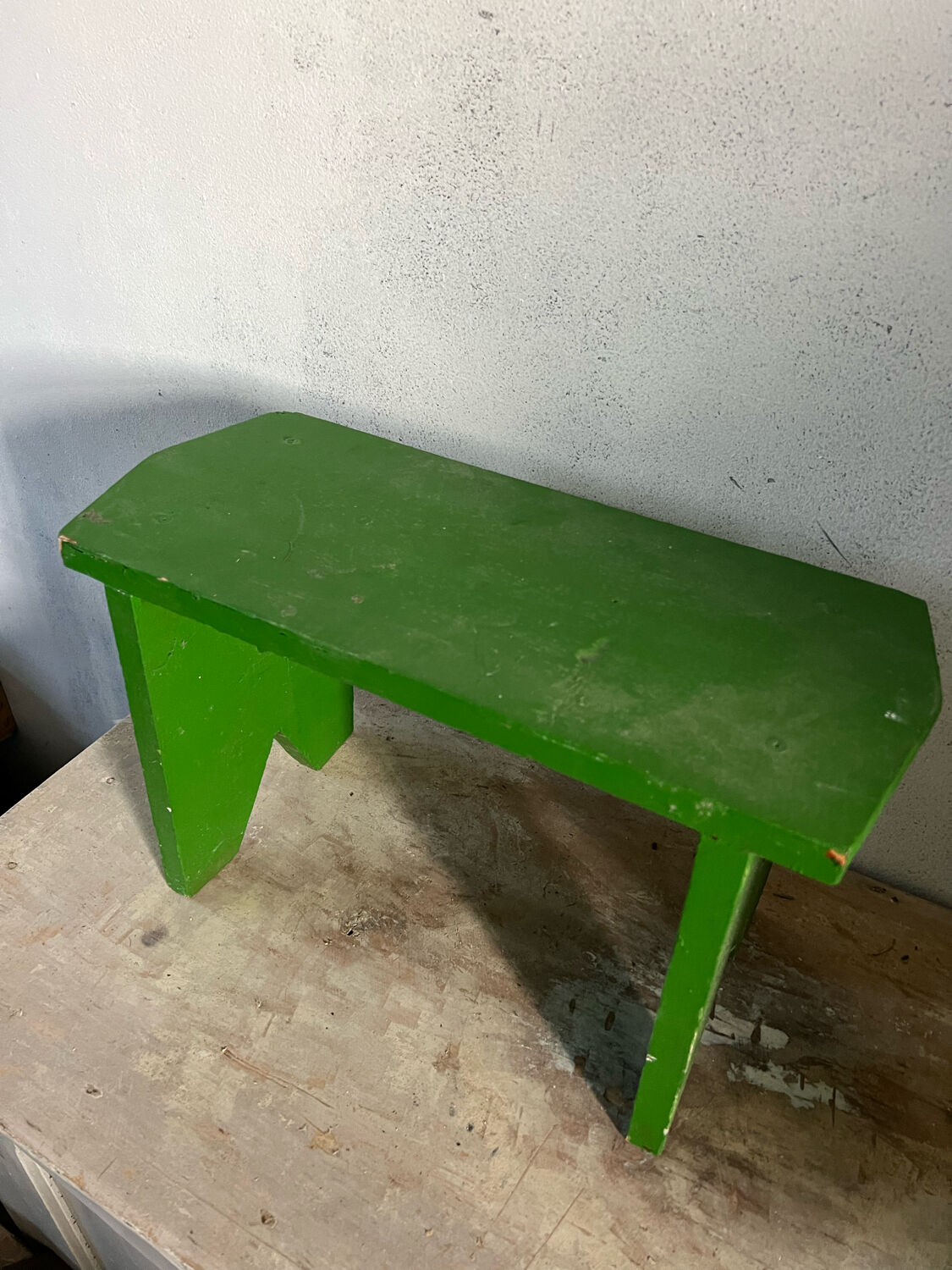 Green wood bench stool