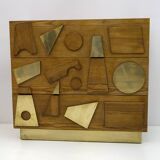 Brutalist Italian Ash Tree and Brass Chests of Drawers, Two