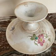 Luneville KG compote dish with poppy and butterfly design.