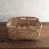 Basket wicker and leather