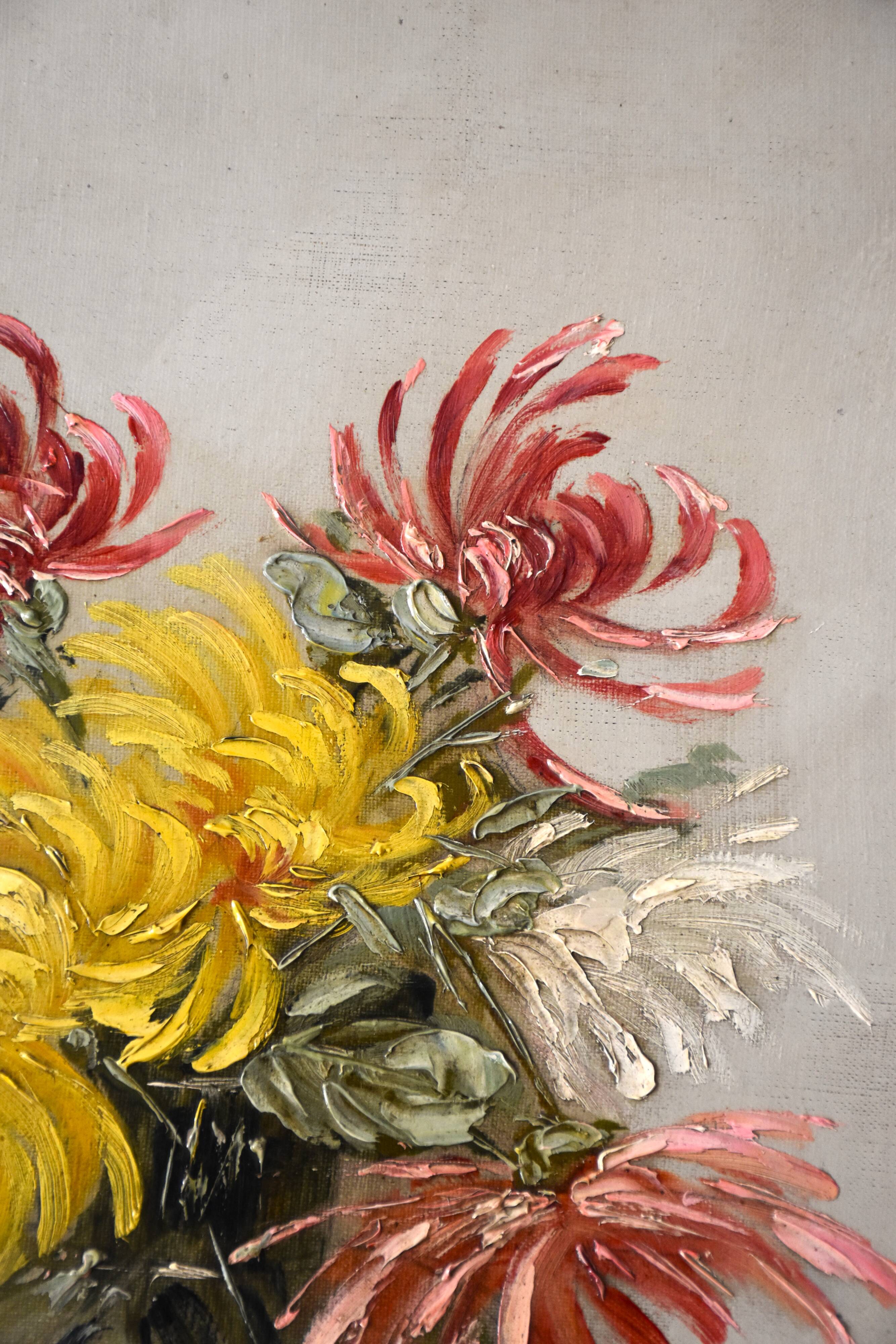 Charles Jung, Chrysanthemums in a Glass Vase (circa 1900)