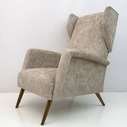 Pair of Gio Ponti Mid-Century Modern Italian Velvet "Alata" Lounge Chairs