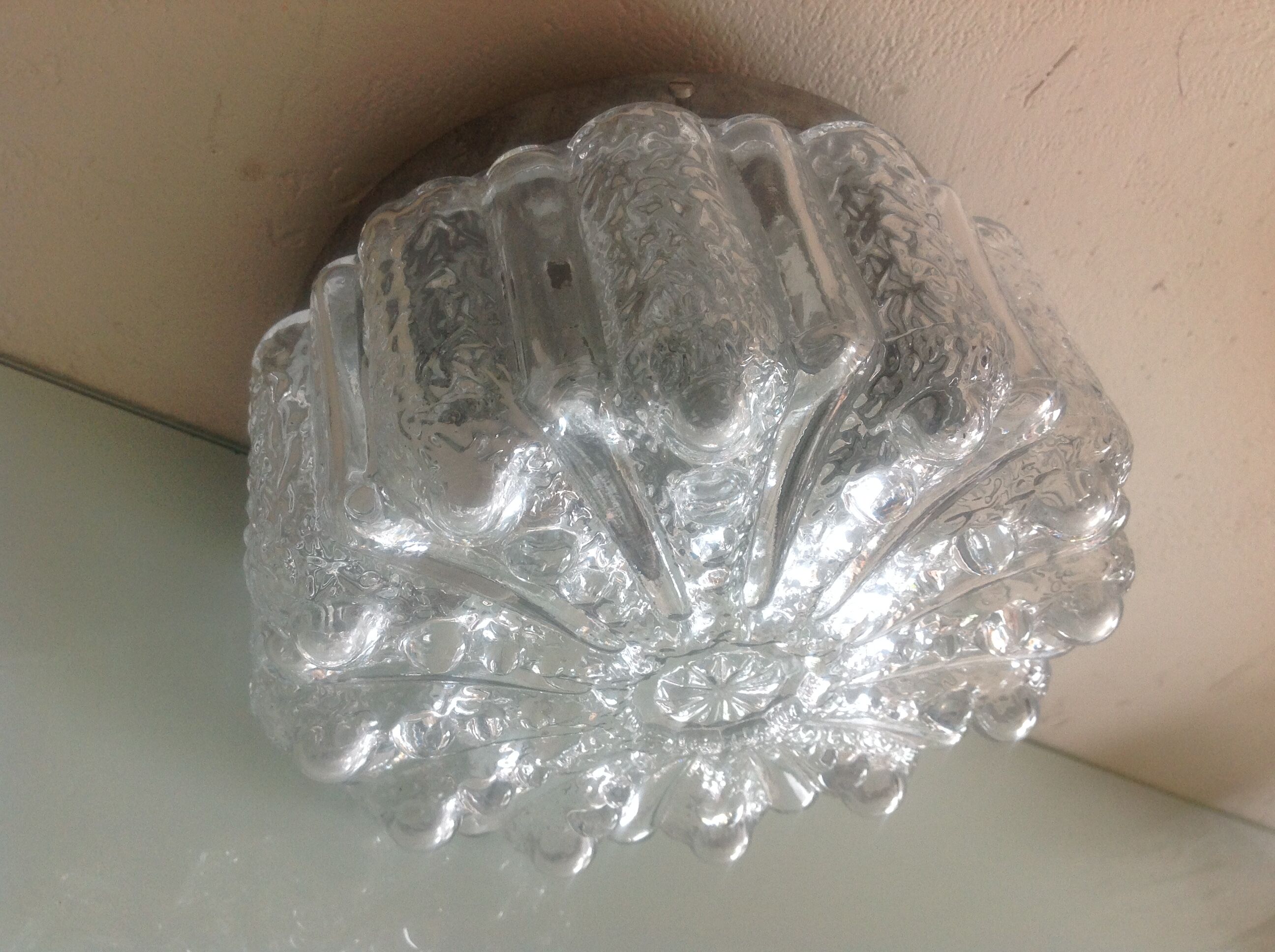Bulled glass ceiling lamp, vintage 60/70s