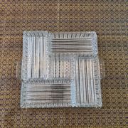Large 6-piece aperitif tray in French molded rock crystal from the 50s and 60s