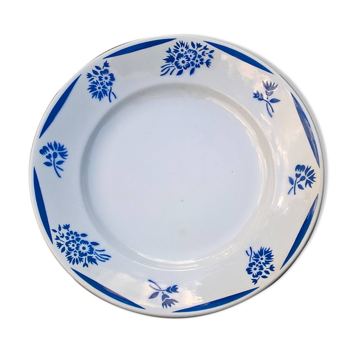 Plate K-G Luneville "Reims" white - blue